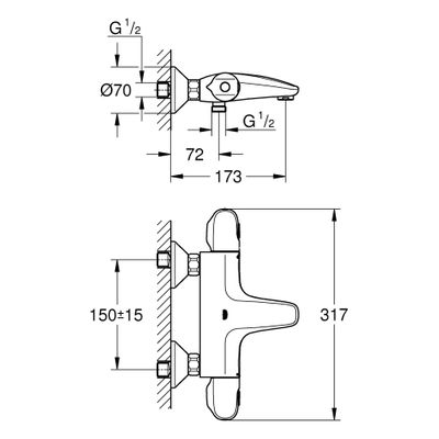Grohe AP-Bade-Thermostat Grohtherm 1000, 173 mm Bild 3
