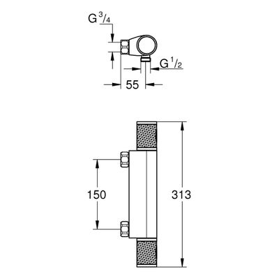 Grohe THM-Brausebatterie Grohtherm 1000 Performance, ohne Anschlüsse, Farbe chrom Bild 3