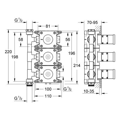 Grohe Einbaubox Rapido C, für Unterputzventil 26880000 3 Zu-/Abgaenge Bild 3