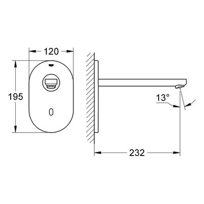 Grohe IR-WT-Elektronik Eurosmart CE Fertigset Wandmontage Auslauf 230 mm 230 V edelstahl, 232 mm, Farbe silber Bild 3