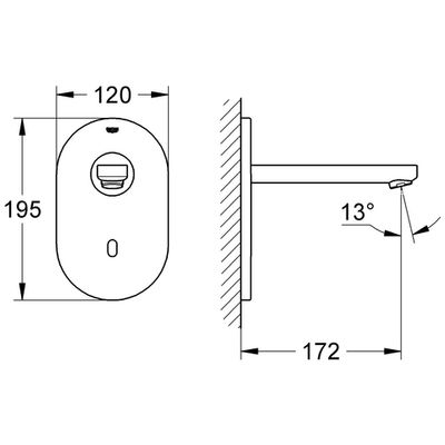 Grohe IR-WT-Elektronik Eurosmart CE Fertigset Wandmontage Auslauf 170 mm 230 V edelstahl, 172 mm, Farbe silber Bild 3