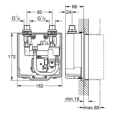 Grohe UP-EB-Kasten Eurosmart CE 36336_1 therm. Mischung 230 V, für WT-IR-FMS / 230 V Bild 3