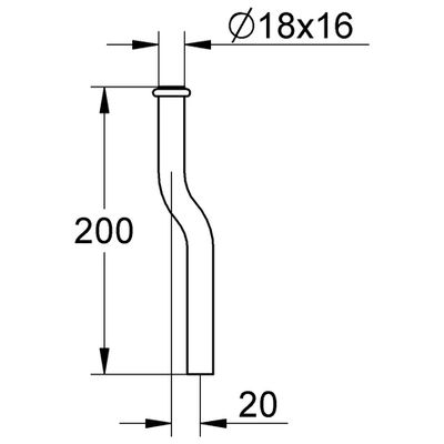 Grohe Spülrohr 200 mm lang 20 mm gekröpft für Druckspüler 577, 03.04.3310 Bild 2