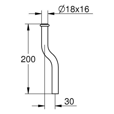 Grohe Spülrohr 200 mm lang 30 mm gekröpft für Druckspüler 577, 03.04.3410 Bild 2