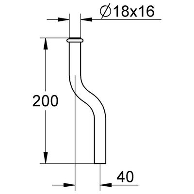 Grohe Spülrohr 200 mm lang 40 mm gekröpft für Druckspüler 577, 03.04.3510 Bild 2