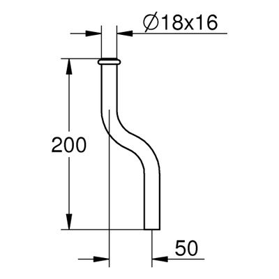 Grohe Spülrohr 200 mm lang 50 mm gekröpft für Druckspüler 577, 03.04.3610 Bild 2