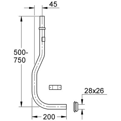 Grohe Spülrohr 500 - Durchmesser 28 mm, für WC-Druckspüler, 750 mm Bild 2