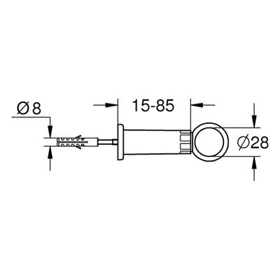 Grohe Spülrohrschelle DAL für Spülrohr 28 mm Wandabstand 15 - 85 mm, Farbe silberfarben Bild 2
