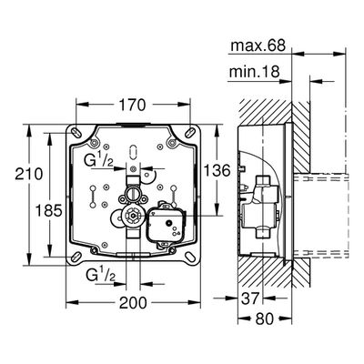 Grohe Urinal-Rohbauset Rapido U 1/2", für Unterputz, ohne Abdeckplatte Bild 3