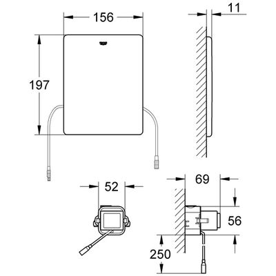Grohe WC-Funk-Elektronik 38759, für Stützklappgriffe, mit Sendern edelstahl, 68 x 191 mm, Farbe Edelstahl-Optik (silber) Bild 3