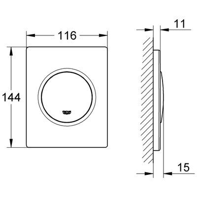 Grohe Urinal-Betaetig. Nova Cosmopolitan 38804 FMS manülle Betätigung matt, 150 x 49 mm, Farbe chrom Bild 3