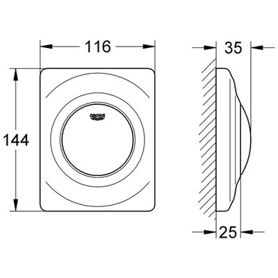 Grohe Betätigungsplatte Rapido Surf verch, für Urinal-Rohbauset Rapido U ohne UBM, 144 x 116 mm, Farbe chrom Bild 3