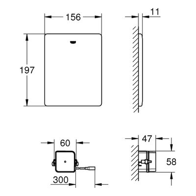 Grohe WC-Steuerung 38934 zur Hand- Fernbetaetigung von Spülkästen edelstahl, 110 x 217 mm, Farbe silber Bild 3