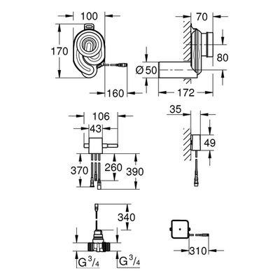 Grohe Temperatursensor, für Urinal, mit Trafo Bild 3