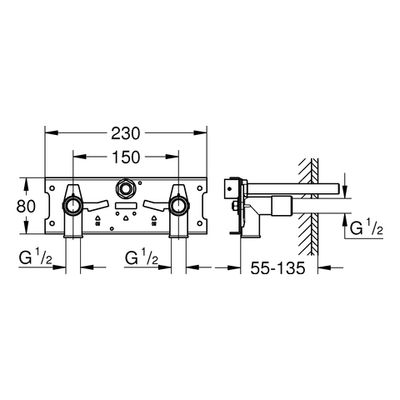 Grohe Thermostat-Rohbauset, für Waschtisch-Wand-Thermostate Bild 3