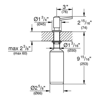 Grohe Seifenspender Contemporary Vorratsbehaelter 0,4 l, 74 x 45 x 253 mm, Farbe chrom Bild 3