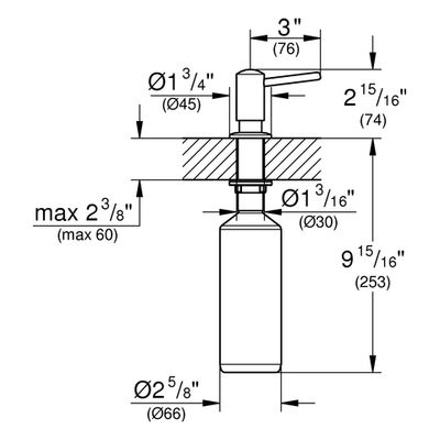 Grohe Seifenspender Contemporary 40536 Vorratsbehaelter 0,4 l, 74 x 45 x 253 mm, Farbe supersteel Bild 3