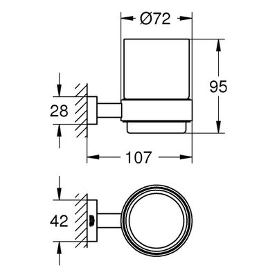 Grohe Glas Essentials Cube 40755_1, mit Halter, 95 x 155 x 107 mm, Farbe chrom Bild 3