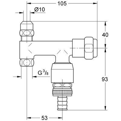 Grohe WAS-Ventil Eckfix Design-Gr, mit RV und Rohrbelüfter, DN 10, Farbe silberfarben Bild 3