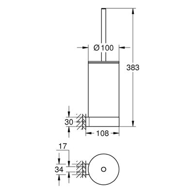 Grohe WC-Bürstengarnitur Selection 41076 Glas /, 383 x 100 x 108 mm, Farbe hard graphite Bild 3