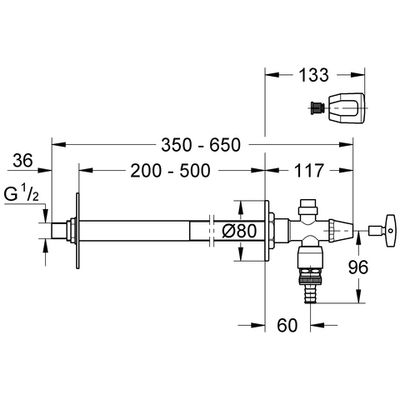 Grohe Aussenwandventil Bausatz Eurotec, mit Rohrbelüfter, DN 15, Farbe silberfarben Bild 3