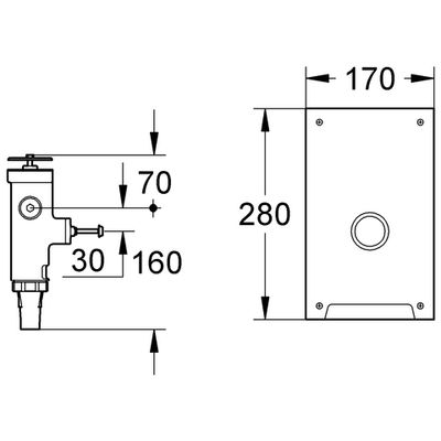 Grohe Austausch-WC-Druckspüler DAL 3/4" für WE mit Abdeckplatte mit Druckknopf verchromt, 125 x 280 mm, Farbe chrom Bild 3