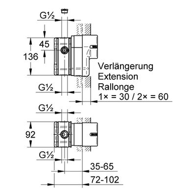 Grohe Verlängerungsset, für Unterputz- Brausebatterien, 30 mm, 1/2" Bild 2