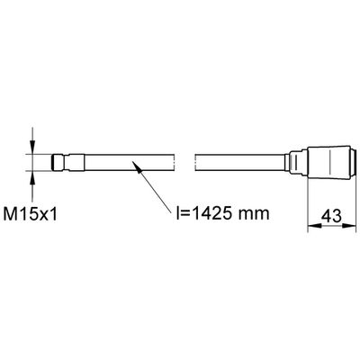 Grohe Mousseurauslauf für Eichelberg Spültischb. Chicco, Länge: 1425 mm, M15 x 1, Farbe silberfarben Bild 2