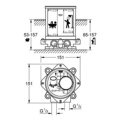 Grohe UP-Einbaukörper, für freistehende Wannen- und Brausebatterien Bild 2