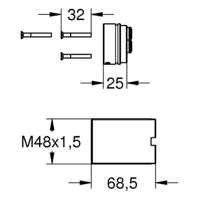 Grohe Verlängerung, 25 mm, für UP-Universal-Einbaukörper, Farbe silberfarben Bild 2