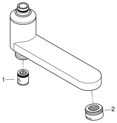 Grohe Schwenkauslauf 13450 integrierte Umstellung, 143 mm, Farbe silberfarben Bild 2