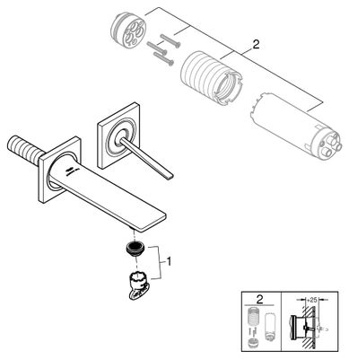 Grohe 2-L-WT-Wandbatterie Allure 19309_2 FMS Ausladung 154 mm warm sunset gebürstet, Farbe warm sunset Bild 2