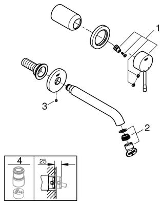 Grohe 2-L-WT-Wandbatt. Essence 19408_1 FMS Ausladung 183 mm hard graphite geb, Farbe hard graphite Bild 2