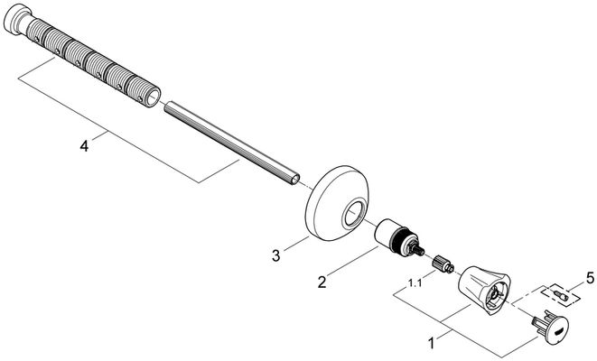 Grohe Farbset Costa für Unterputz-Ventil 20 - 200 mm mit Dreikantgriff Metall kalt verchr.19806, 78 mm, Farbe chrom Bild 2