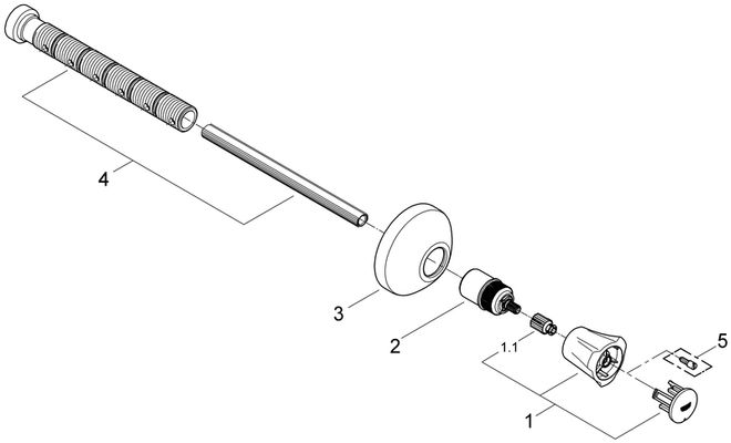 Grohe Farbset Costa für Unterputz-Ventil 20 - 200 mm mit Dreikantgriff Metall warm verchr.19807, 78 mm, Farbe chrom Bild 2