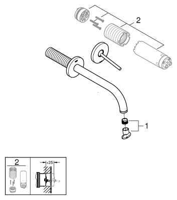 Grohe 2-L-WT-Wandbatterie Atrio 19918_3 FMS Ausladung 221 mm hard graphite geb, Farbe hard graphite Bild 2