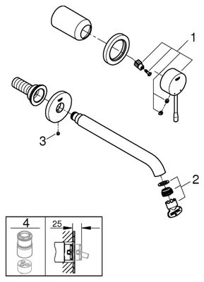 Grohe 2-L-WT-Wandbatt. Essence 19967_1 FMS Ausladung 230 mm warm sunset geb, Farbe warm sunset Bild 2