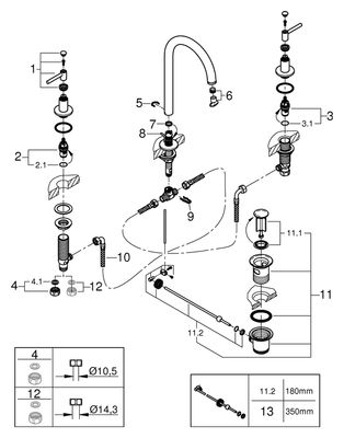 Grohe 3-Loch-WT-Batterie Atrio 20009_3 Rohrauslauf Hebelgr. hard graphite geb, Farbe hard graphite Bild 2