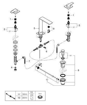 Grohe 3-Loch-WT-Batterie Allure 20188_1, mit Hebelgriffen, Farbe hard graphite Bild 2