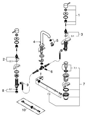 Grohe 3-L-EH-Waschtischbatterie Essence 20296_1 Zugstangen-Ablaufgarnitur, Farbe chrom Bild 2