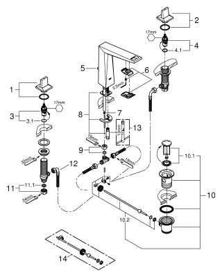 Grohe 3-L-WT-Batterie Allure Brilliant 20344 Zugst.-Abl.grt. hard graphite geb, Farbe hard graphite Bild 2