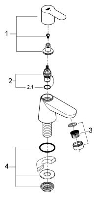 Grohe Waschtisch-Standventil Baüdge, Farbe silberfarben Bild 2
