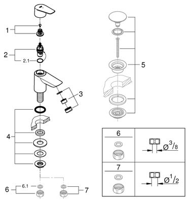 Grohe Baüdge Standventil XS-Size, ohne Ablaufgarnitur, Höhe: 114 mm, Ausladung 88 mm, 114 x 89 mm, Farbe chrom Bild 2
