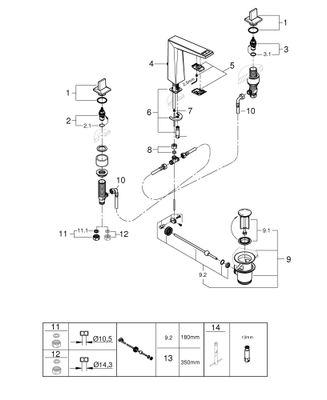 Grohe 3-L-WT-Batt. Allure Bril. PC 20669 Trapezbet. VN-Ceasarstone supersteel, Farbe ceasarstone Bild 2
