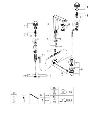 Grohe 3-L-WT-Batt. Allure Bril. PC 20672 Kubusbet. VN-Ceasarstone supersteel, Farbe ceasarstone Bild 2