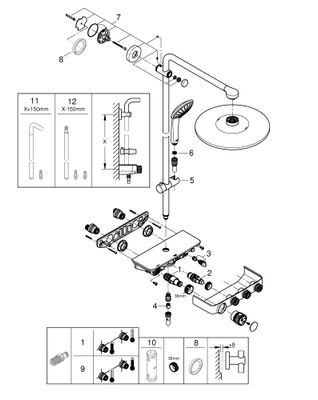 Grohe Duschsystem Euphoria SmartControl 310 Duo 22120, mit THM, 1104 x 306 x 441 mm, Farbe phantom black Bild 2