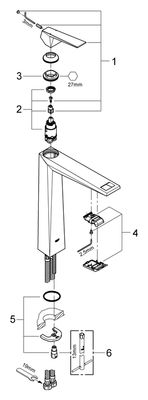 Grohe EH-WT-Batt. Allure Brilliant 23114, für freist. Waschschüsseln, Farbe supersteel Bild 2