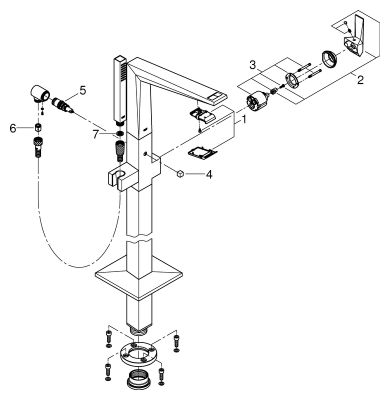 Grohe EH-Wannenbatterie Allure Brilliant 23119 FMS Bodenmont. hard graphite geb, 230 x 250 mm, Farbe hard graphite Bild 2