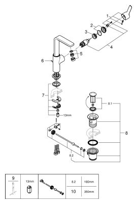 Grohe Einhand-Waschtischbatterie Lineare 23296_1 L-Size hard graphite gebürstet, Farbe hard graphite Bild 2