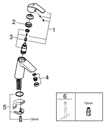 Grohe Einhand-Waschtischbatt. Eurosmart 23324_1 mittelhoch glatter Körper, Farbe chrom Bild 2